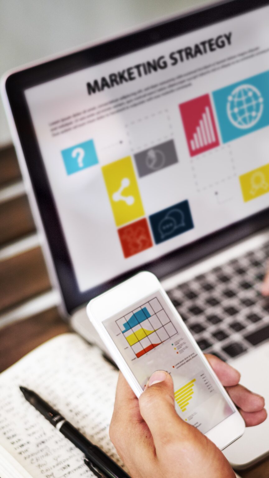 Marketing Strategy Connting Digital Devices Concept